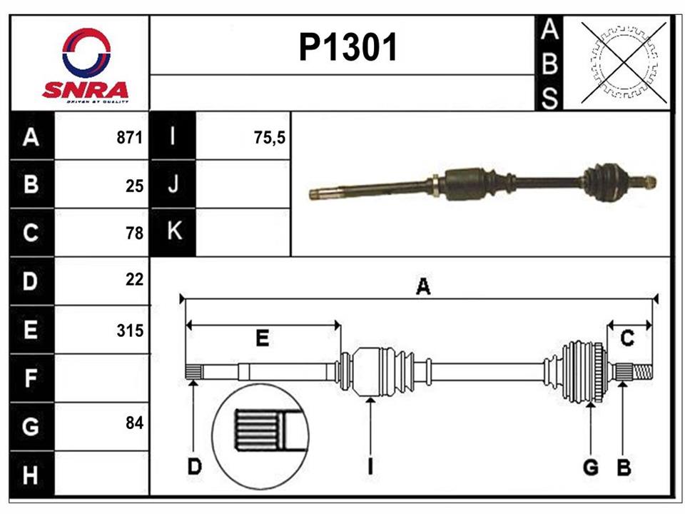 SNRA P1301 Drive shaft P1301