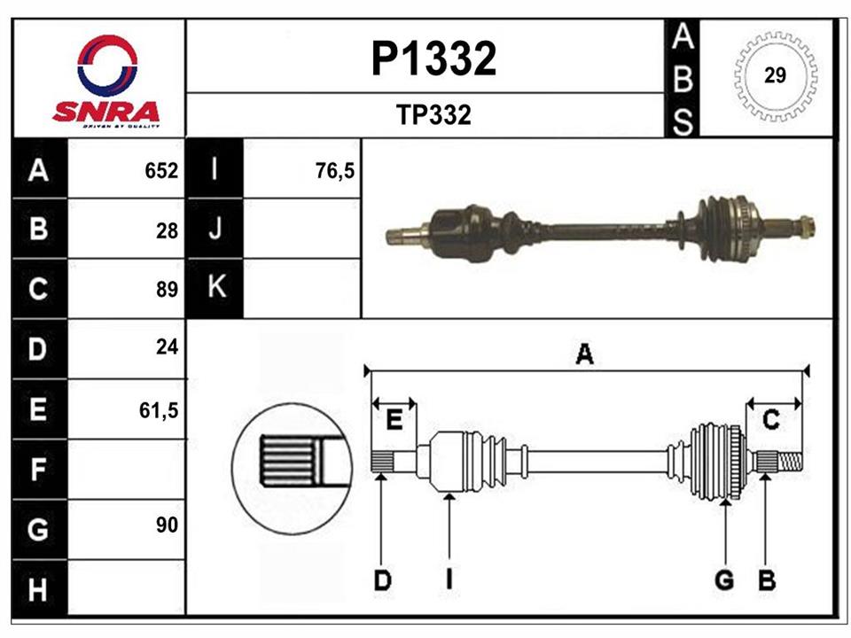 SNRA P1332 Drive shaft P1332