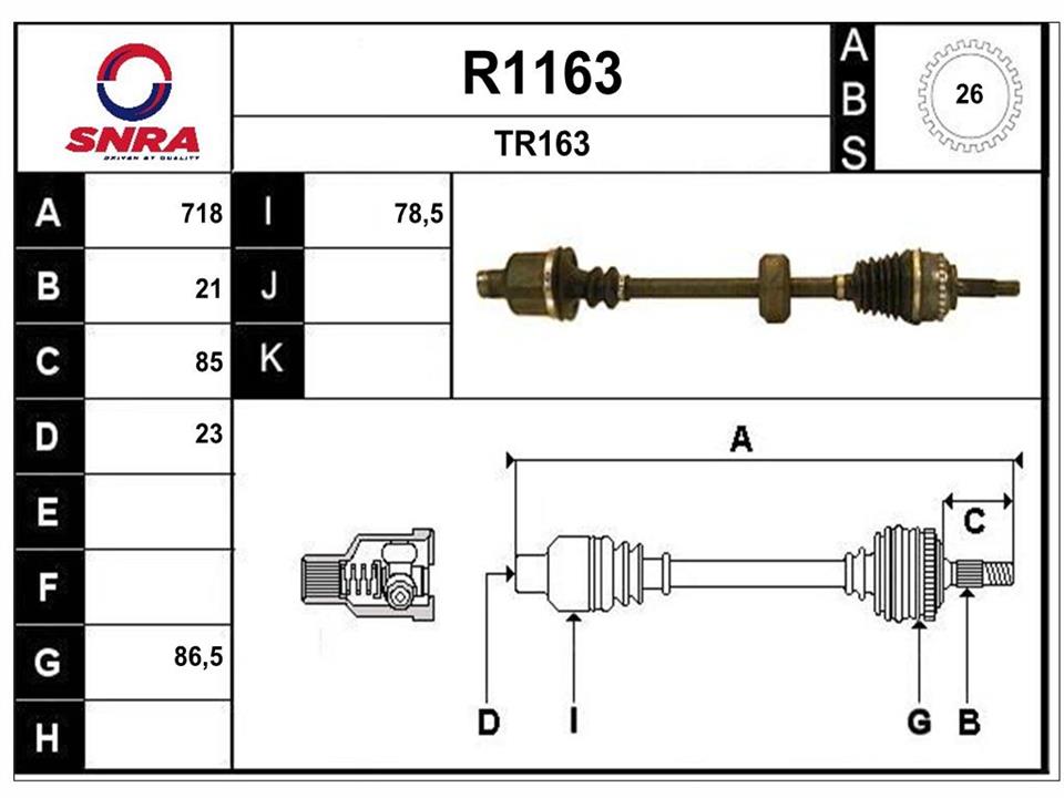 SNRA R1163 Drive shaft R1163