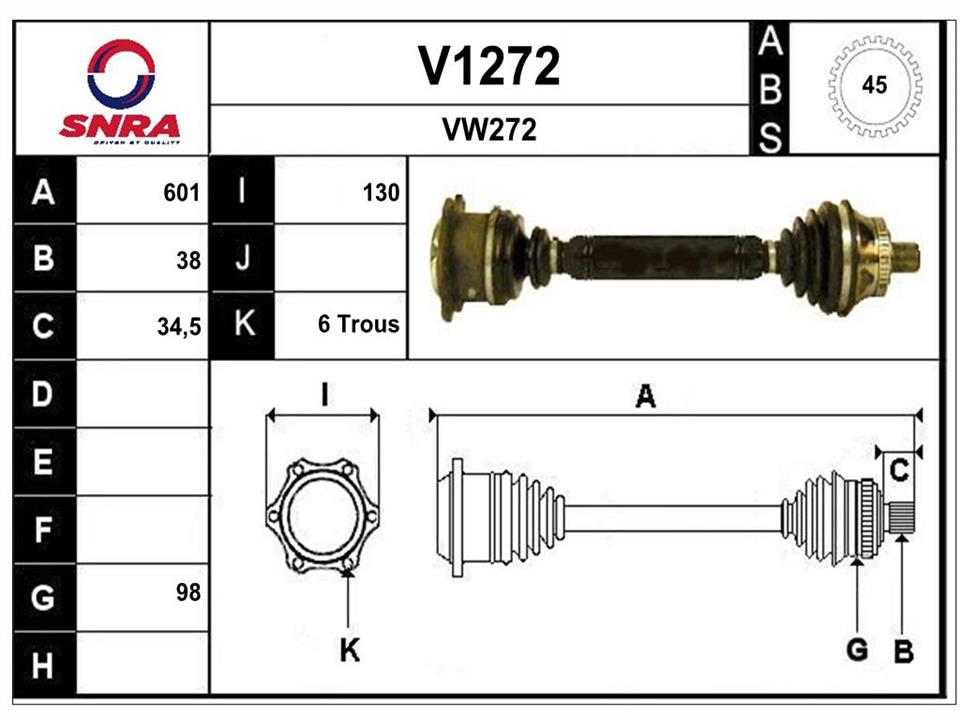 SNRA V1272 Drive shaft V1272