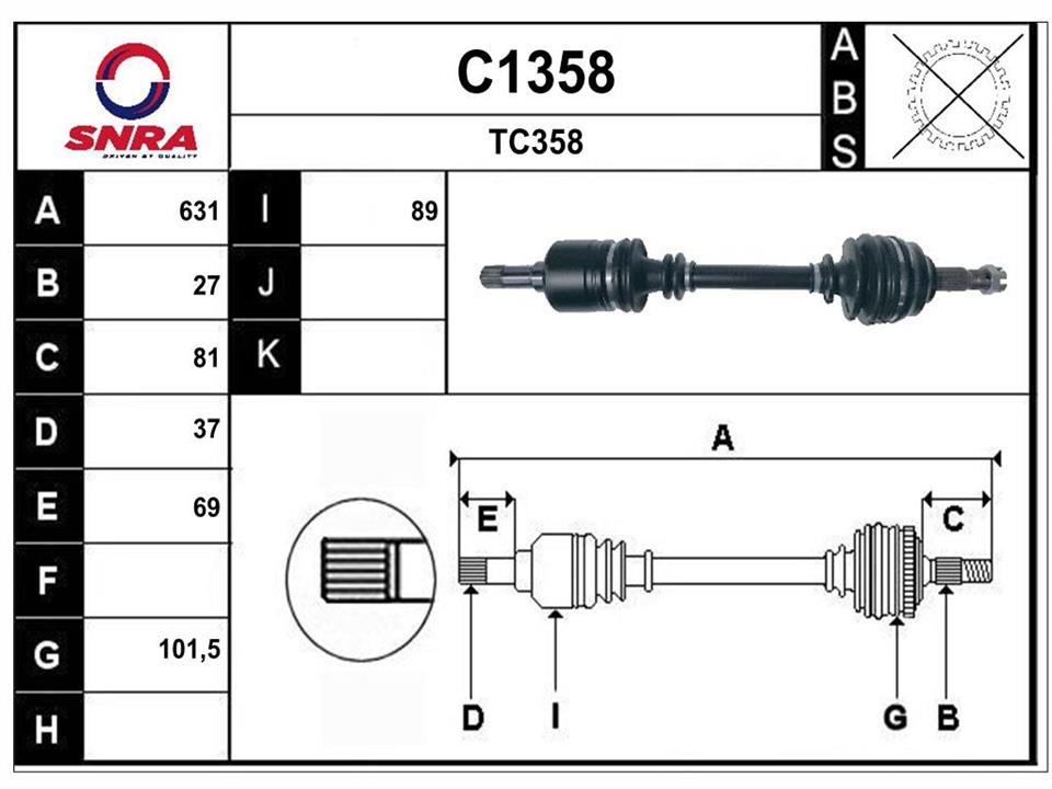 SNRA C1358 Drive shaft C1358