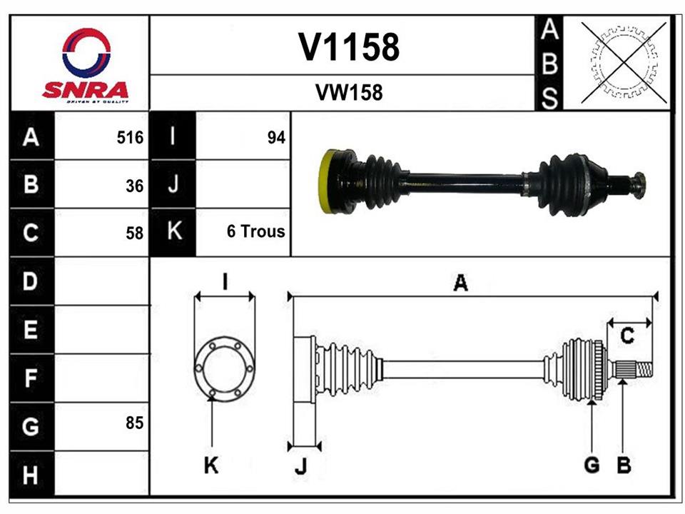SNRA V1158 Drive shaft V1158