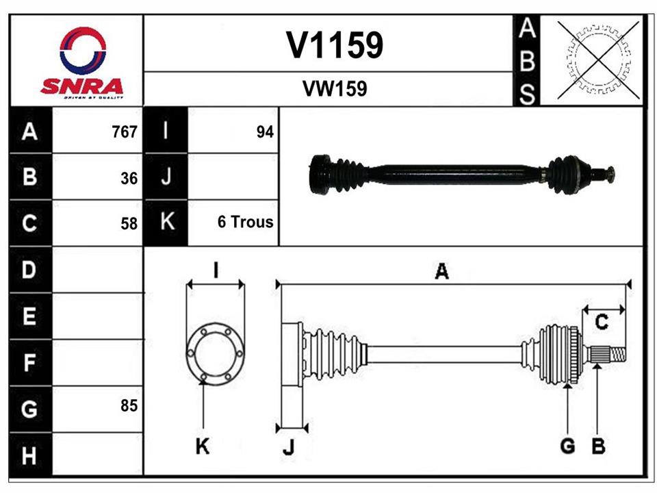 SNRA V1159 Drive shaft V1159