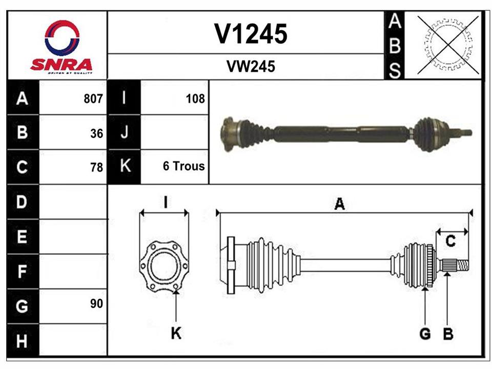 SNRA V1245 Drive shaft V1245