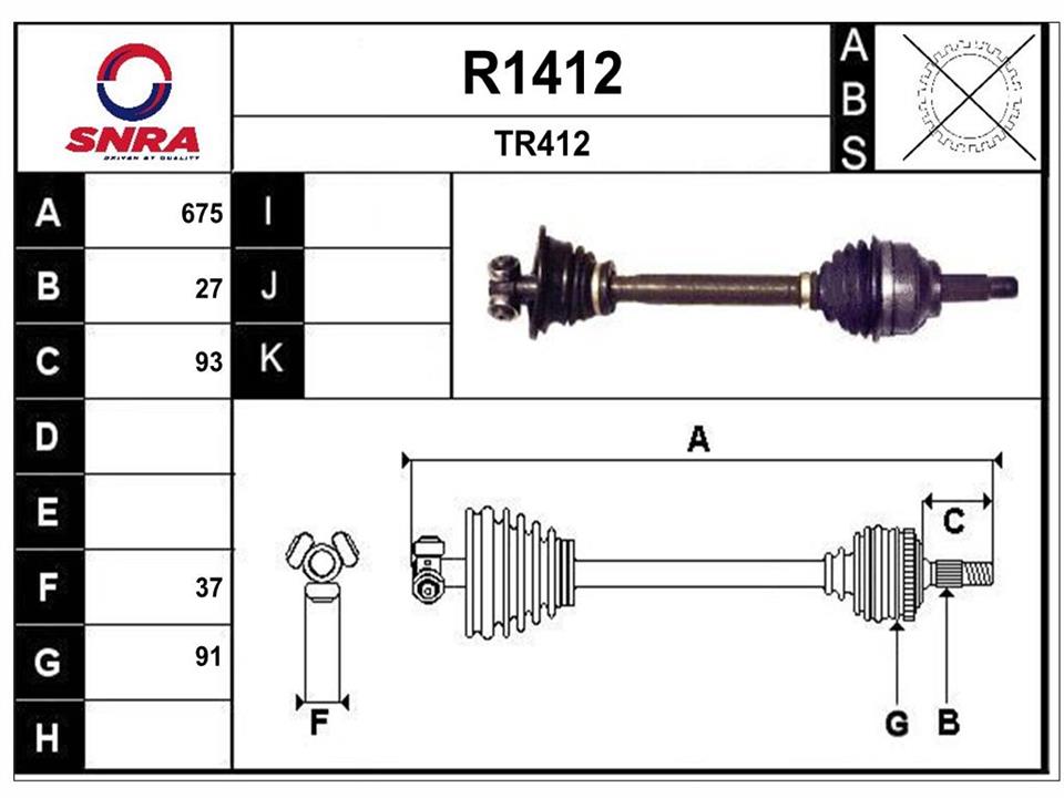 SNRA R1412 Drive shaft R1412