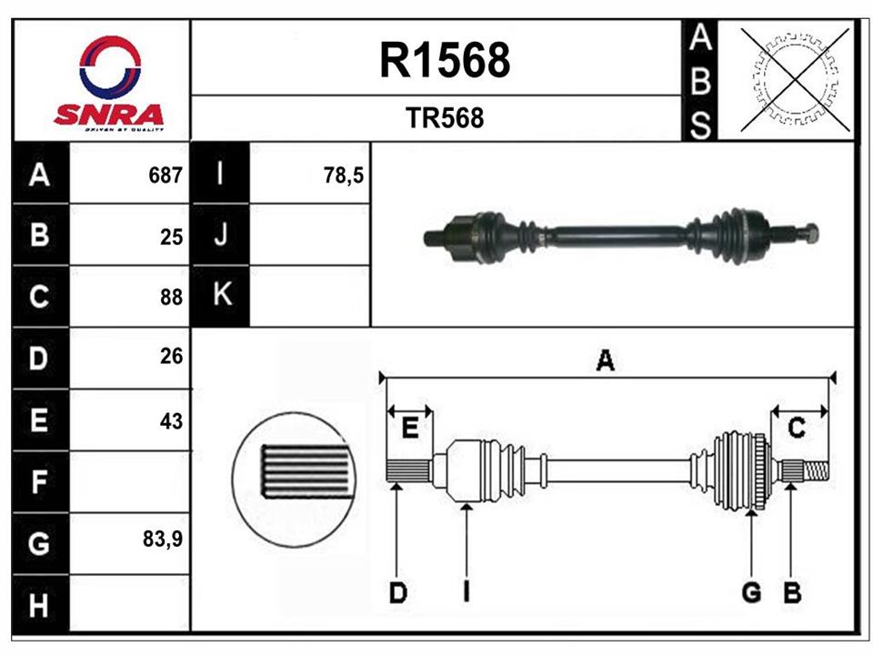SNRA R1568 Drive shaft R1568