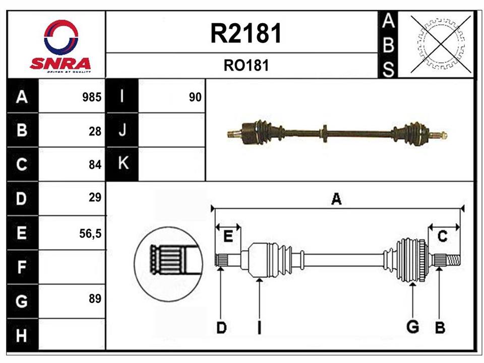 SNRA R2181 Drive shaft R2181