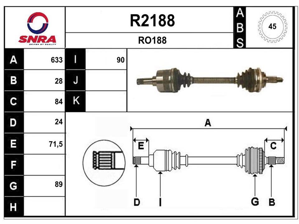SNRA R2188 Drive shaft R2188