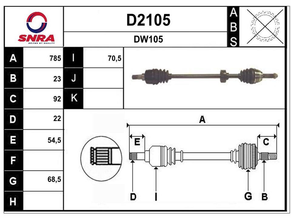 SNRA D2105 Drive shaft D2105