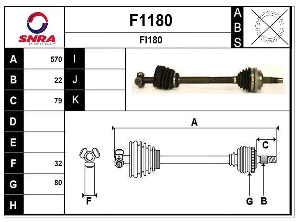 SNRA F1180 Drive shaft F1180