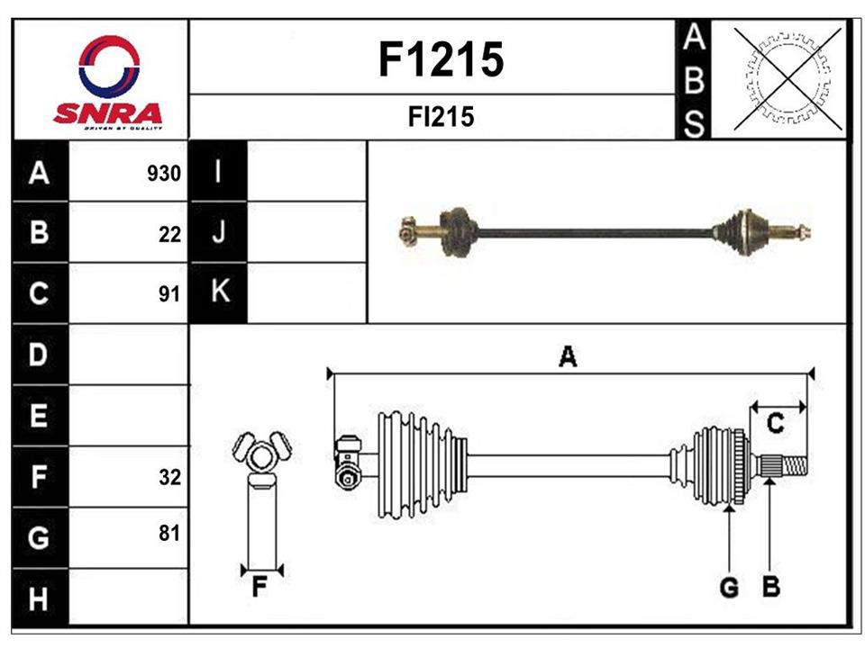 SNRA F1215 Drive shaft F1215