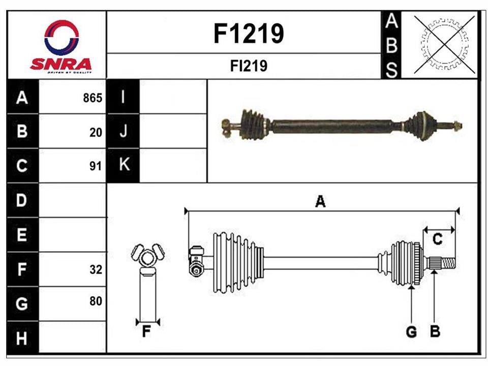 SNRA F1219 Drive shaft F1219