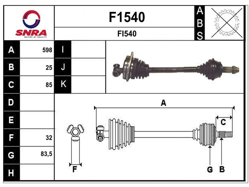 SNRA F1540 Drive shaft F1540