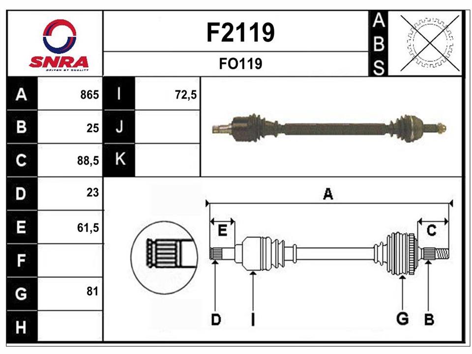 SNRA F2119 Drive shaft F2119