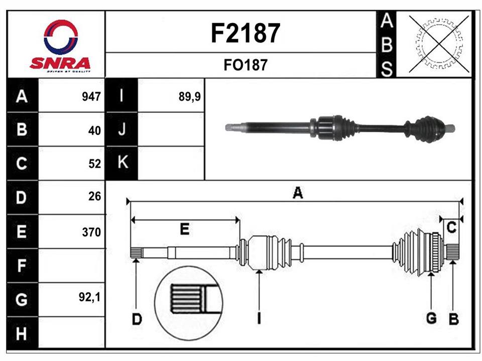 SNRA F2187 Drive shaft F2187
