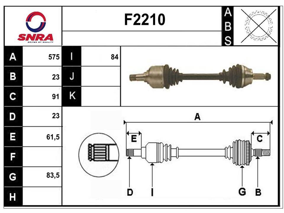 SNRA F2210 Drive shaft F2210