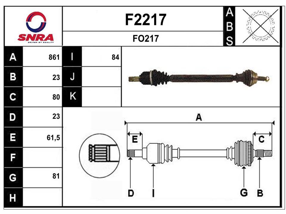 SNRA F2217 Drive shaft F2217