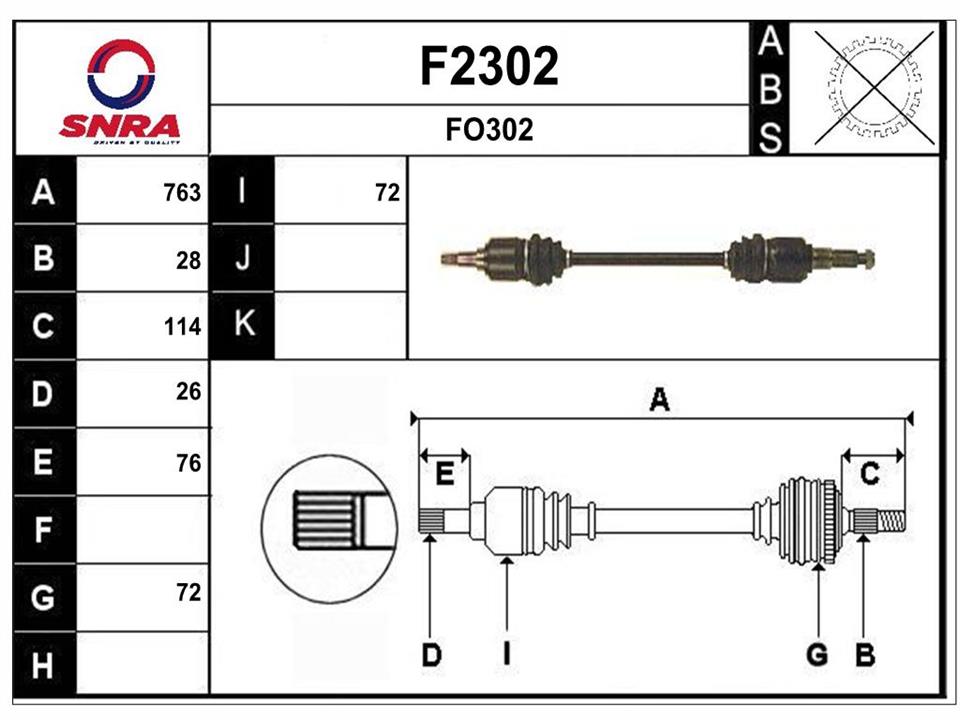 SNRA F2302 Drive shaft F2302
