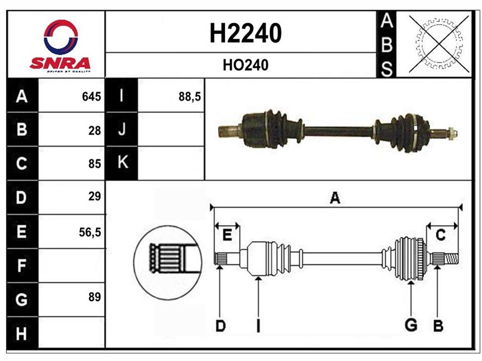 SNRA H2240 Drive shaft H2240