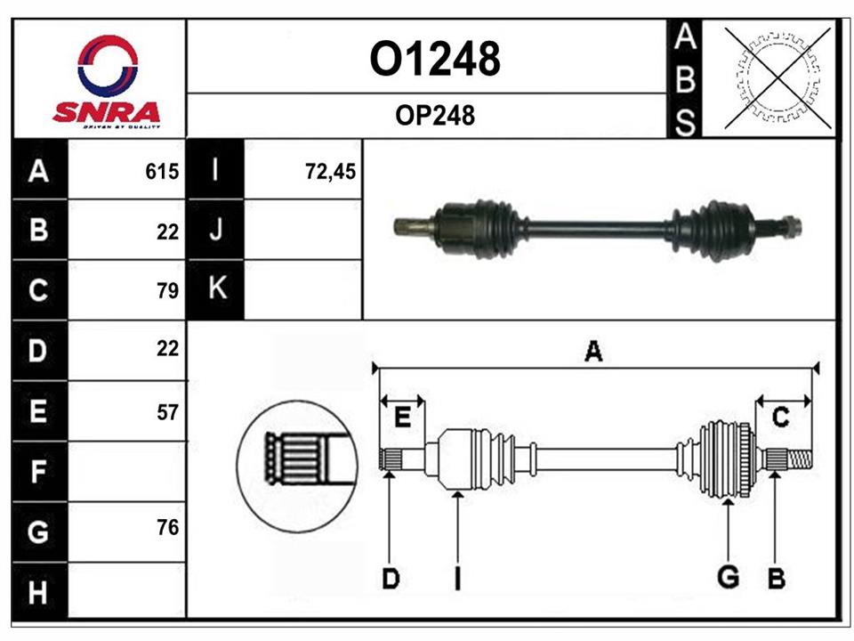 SNRA O1248 Drive shaft O1248