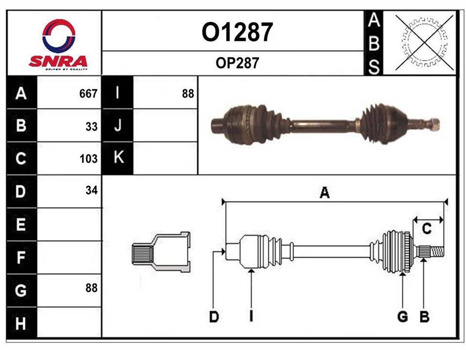SNRA O1287 Drive shaft O1287