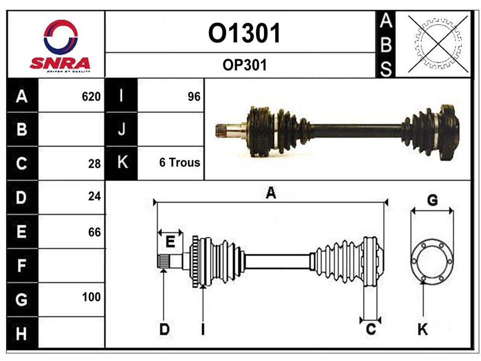 SNRA O1301 Drive shaft O1301