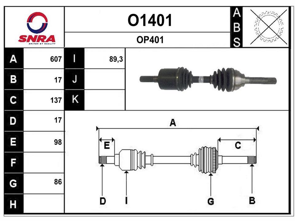 SNRA O1401 Drive shaft O1401
