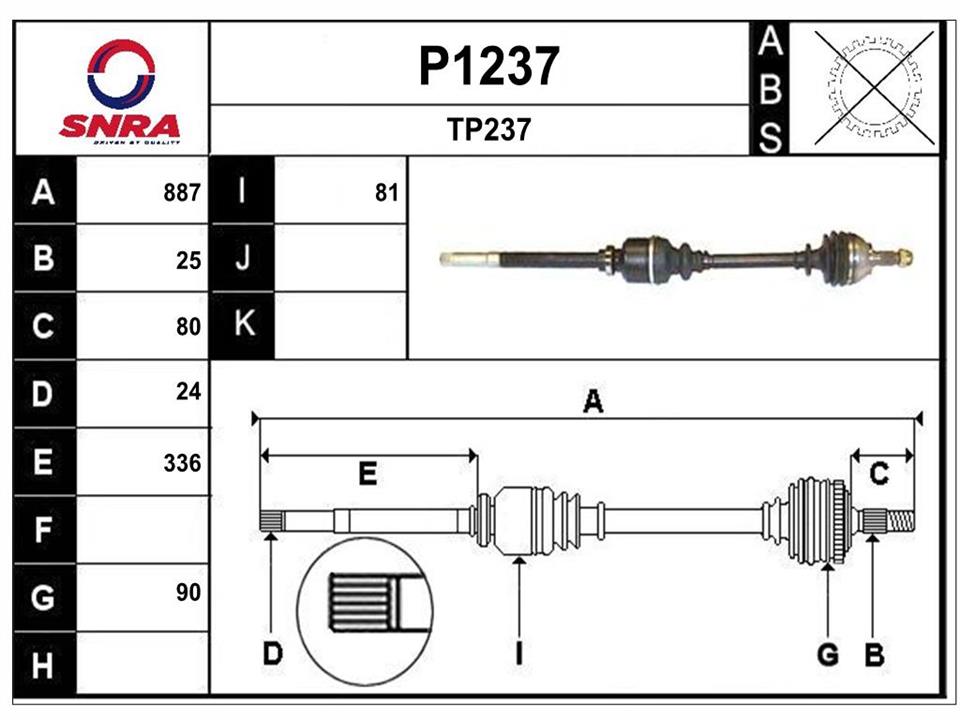 SNRA P1237 Drive shaft P1237
