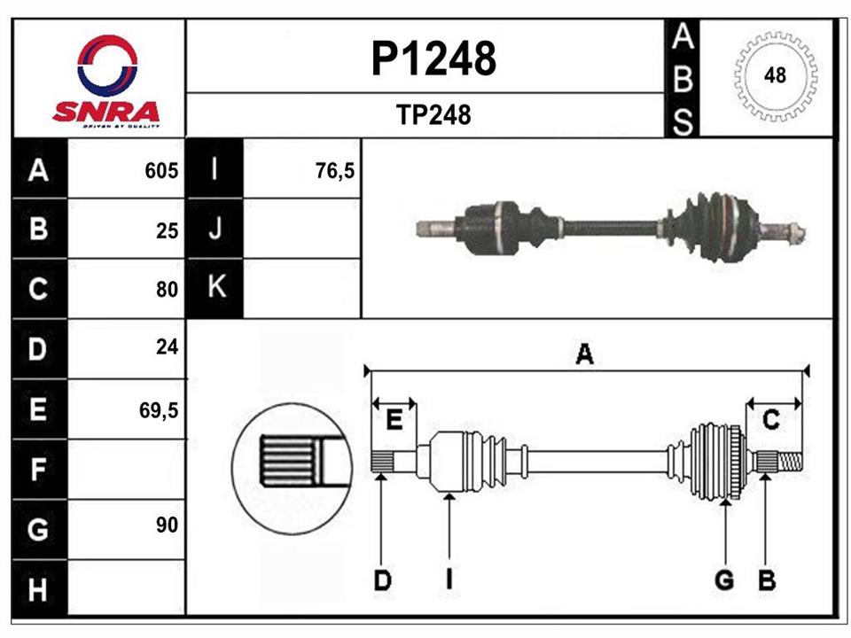 SNRA P1248 Drive shaft P1248