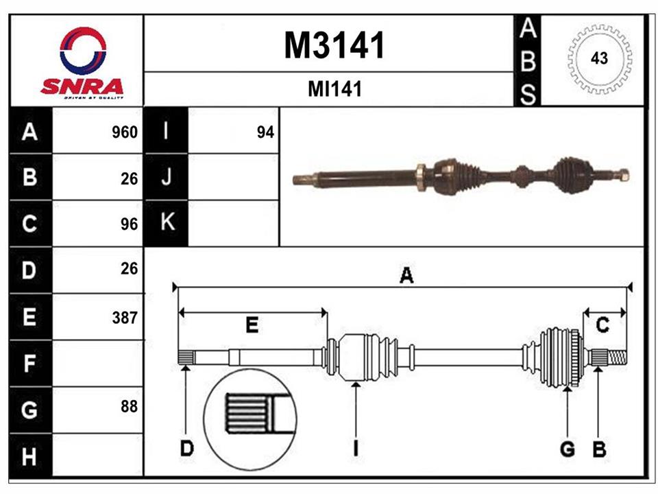 SNRA M3141 Drive shaft M3141