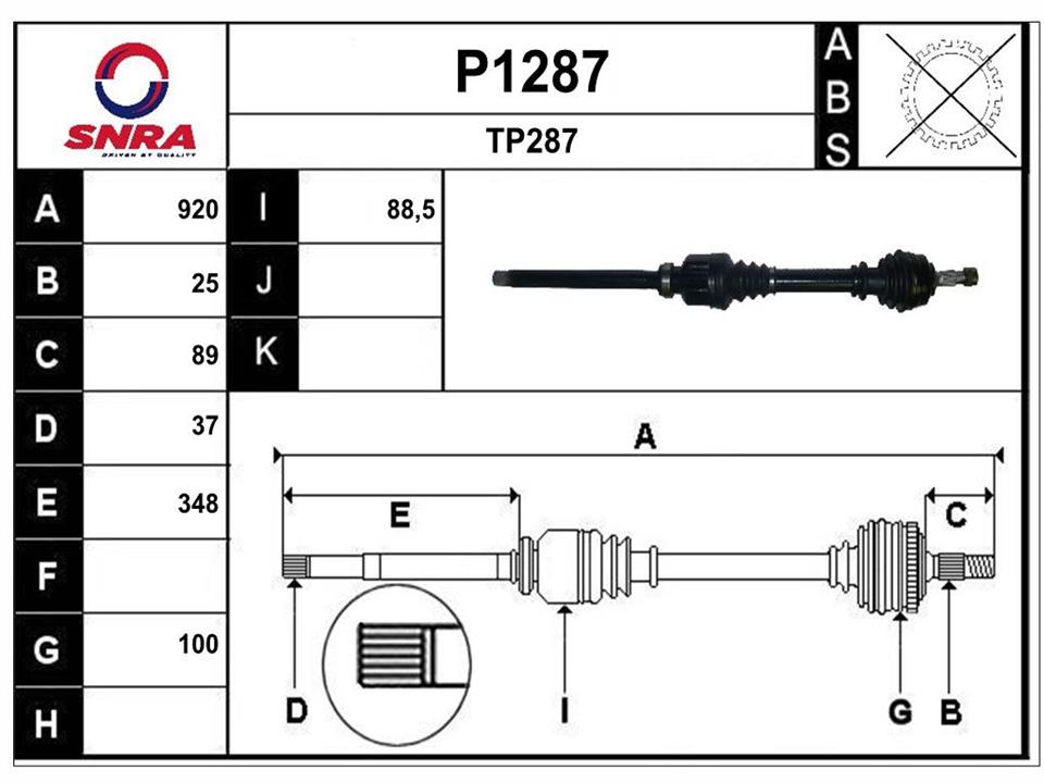 SNRA P1287 Drive shaft P1287