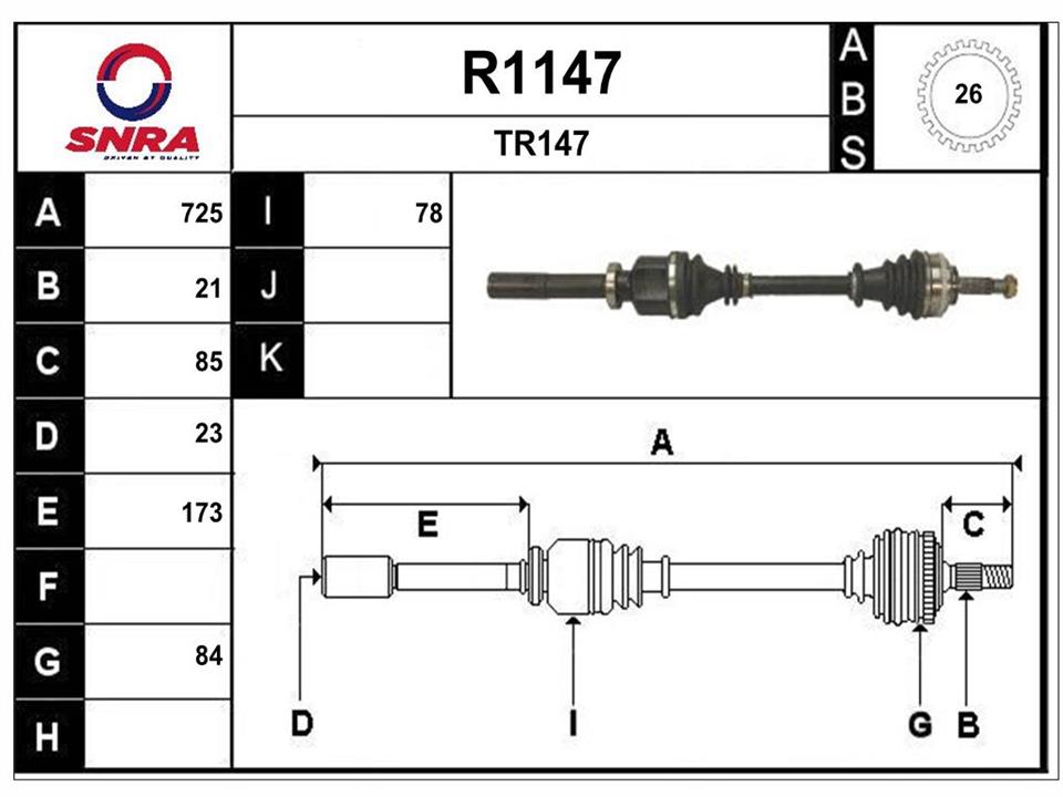 SNRA R1147 Drive shaft R1147