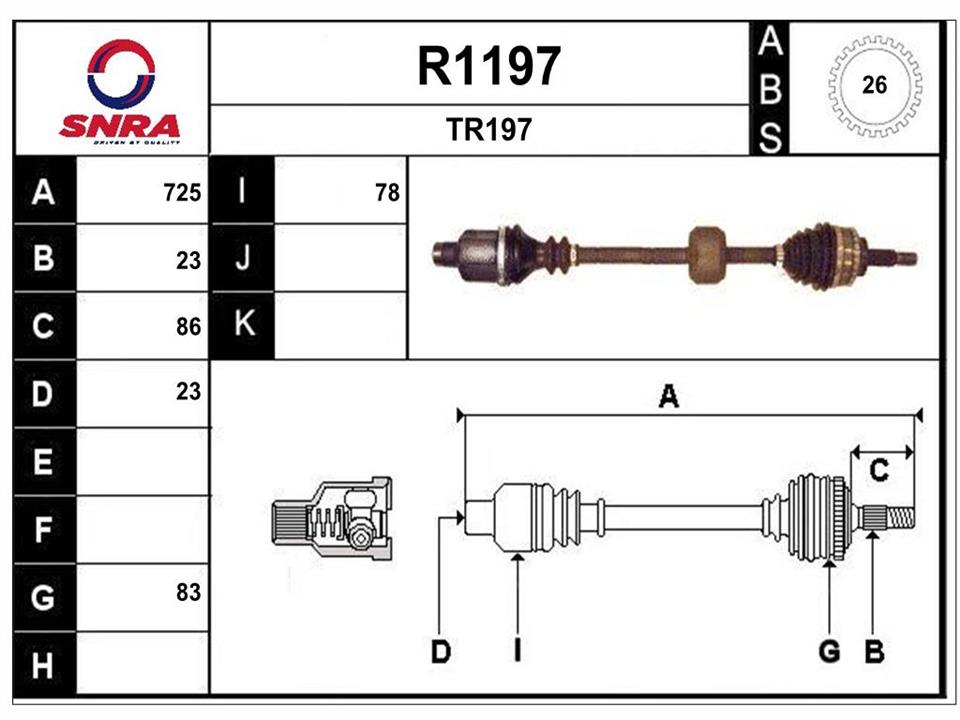 SNRA R1197 Drive shaft R1197