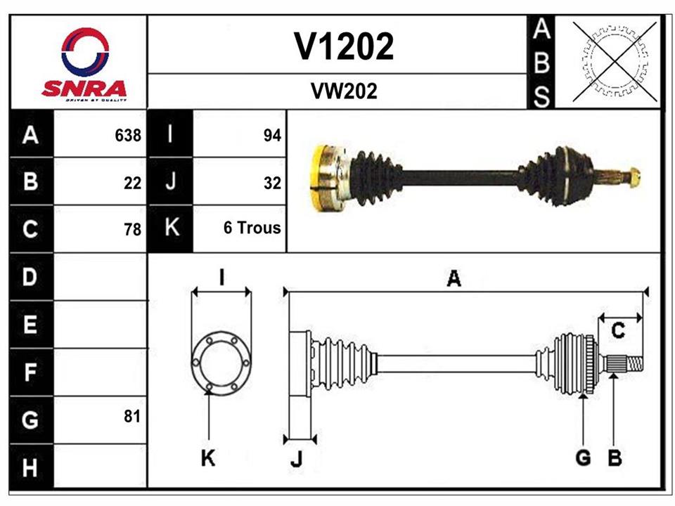 SNRA V1202 Drive shaft V1202
