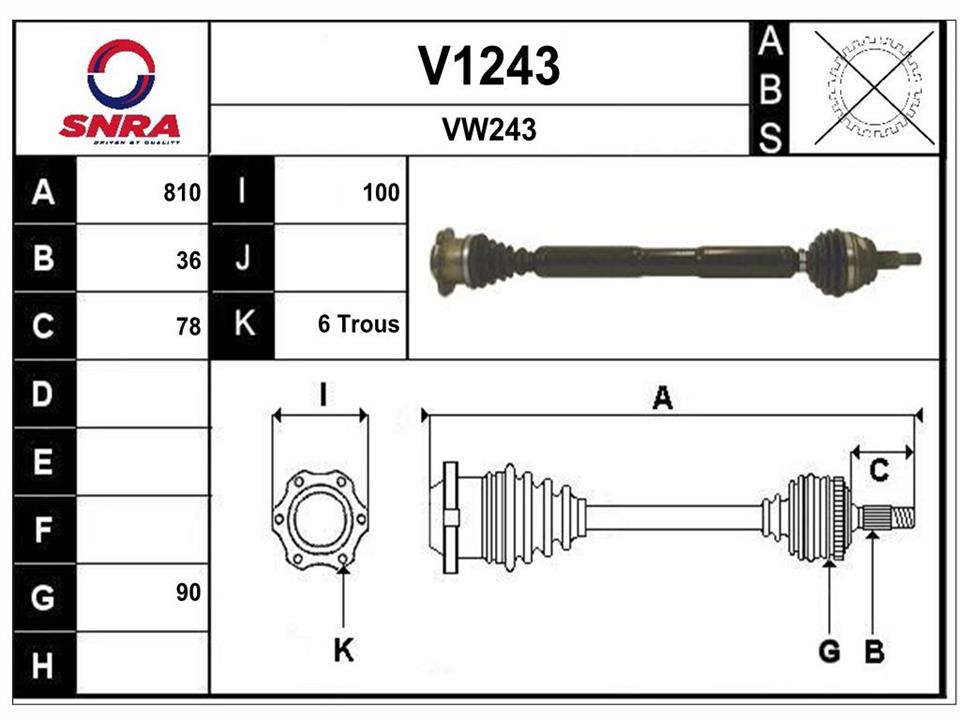 SNRA V1243 Drive shaft V1243