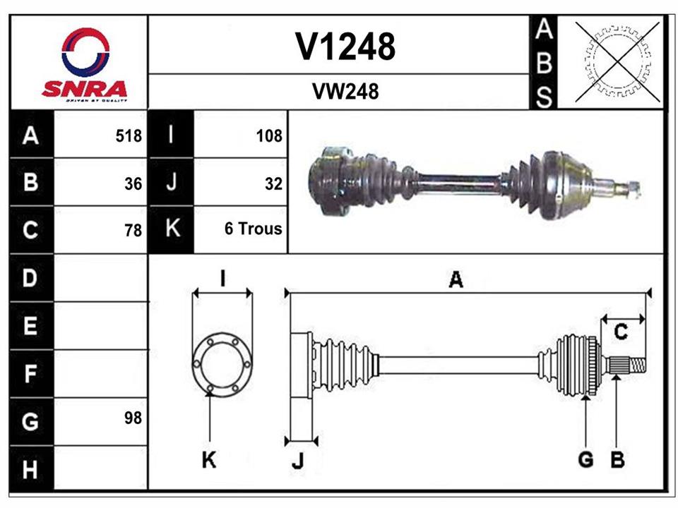 SNRA V1248 Drive shaft V1248