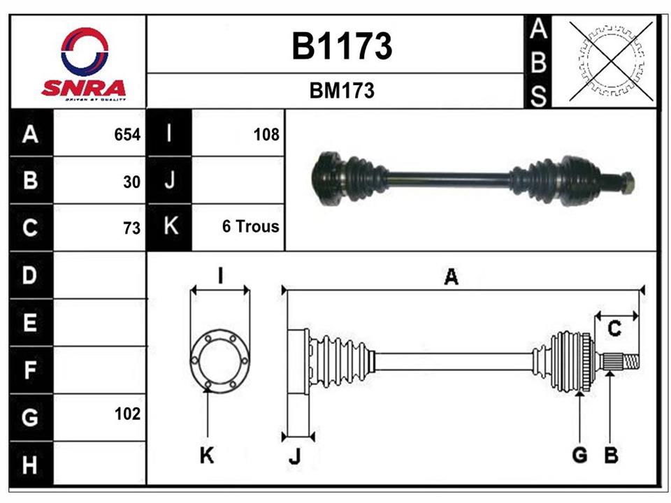 SNRA B1173 Drive shaft B1173