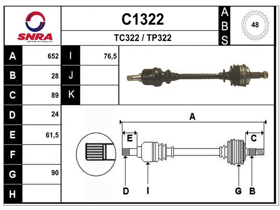 SNRA C1322 Drive shaft C1322