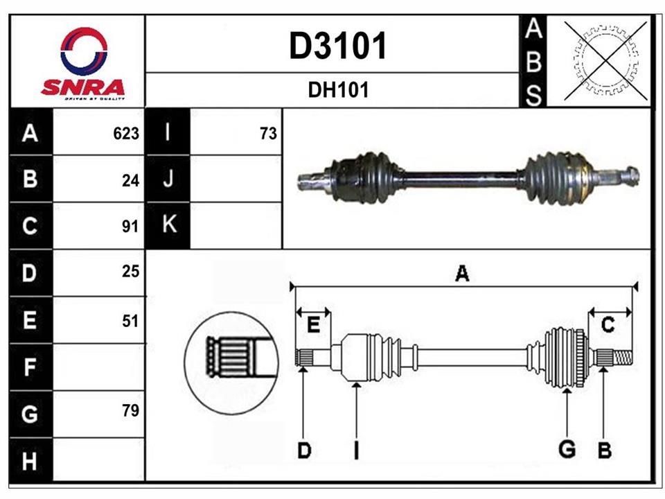 SNRA D3101 Drive shaft D3101