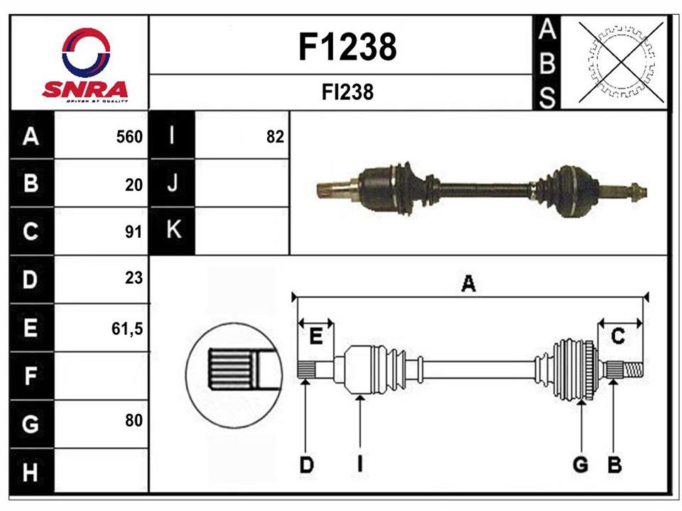 SNRA F1238 Drive shaft F1238