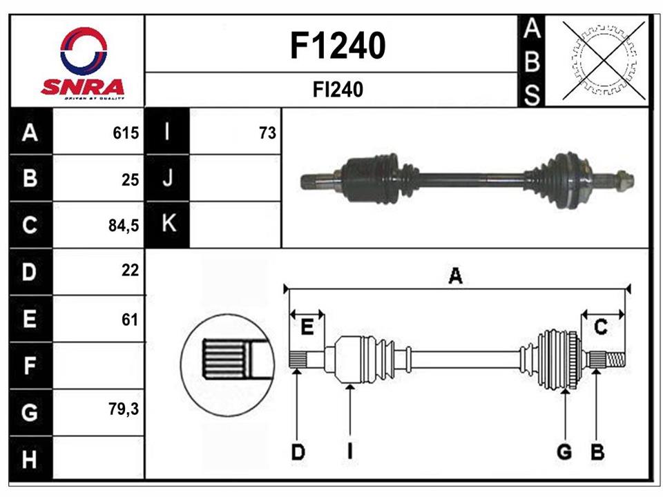 SNRA F1240 Drive shaft F1240