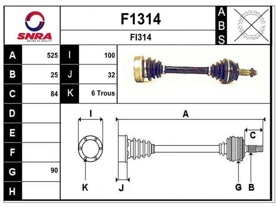 SNRA F1314 Drive shaft F1314