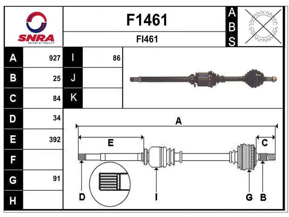 SNRA F1461 Drive shaft F1461