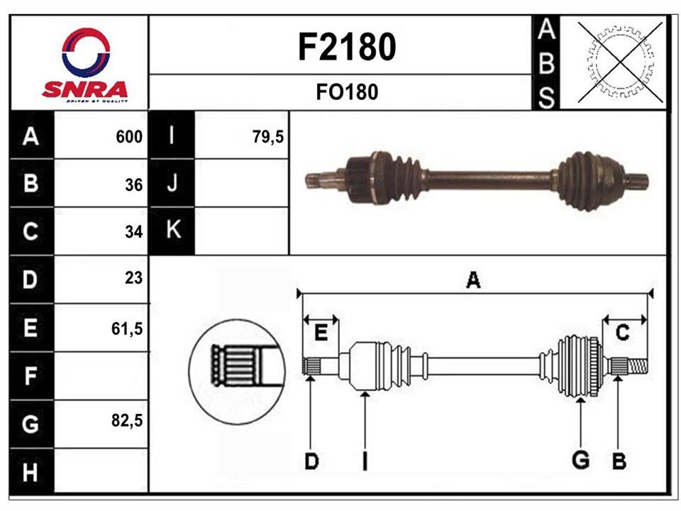 SNRA F2180 Drive shaft F2180