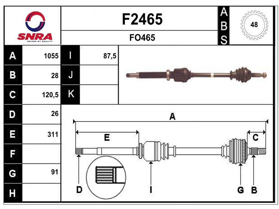 SNRA F2465 Drive shaft F2465