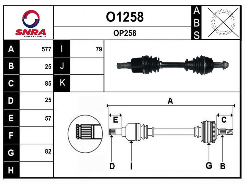 SNRA O1258 Drive shaft O1258