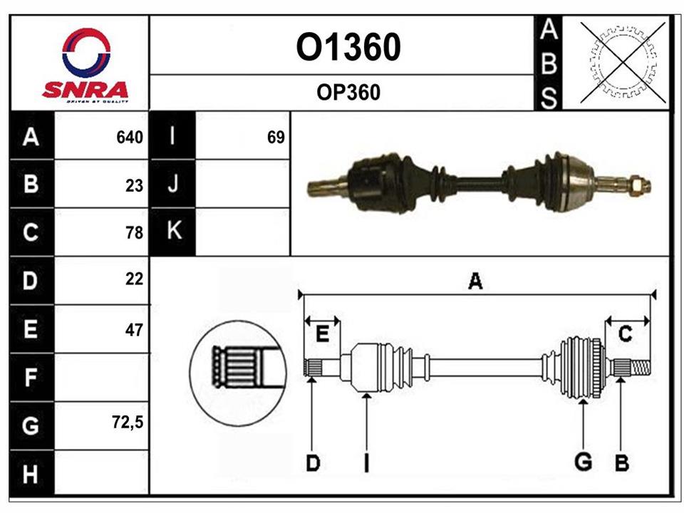 SNRA O1360 Drive shaft O1360