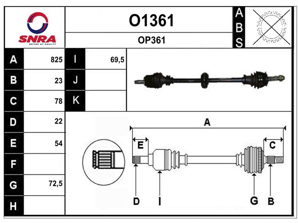 SNRA O1361 Drive shaft O1361