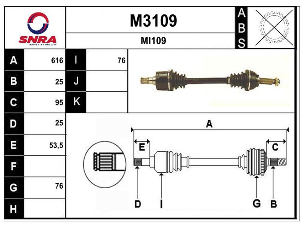 SNRA M3109 Drive shaft M3109