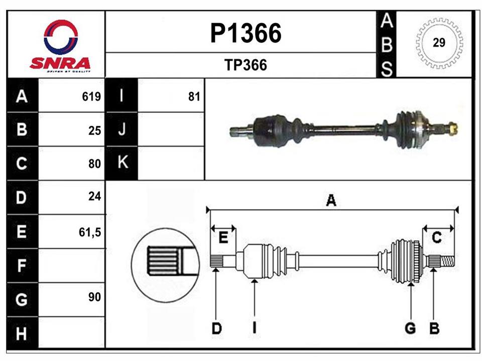 SNRA P1366 Drive shaft P1366